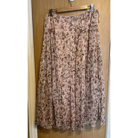 Lauren Ralph Lauren Dresses & Skirts - Ralph Lauren Pink Tiered Floral Midi Skirt Fairy Cottage Festival Boho Coastal
